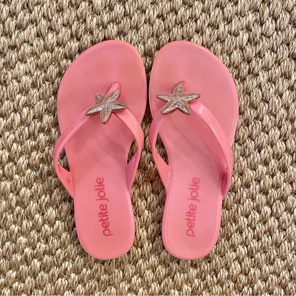 Petite Jolie Pink Flip-Flops with Starfish Detail